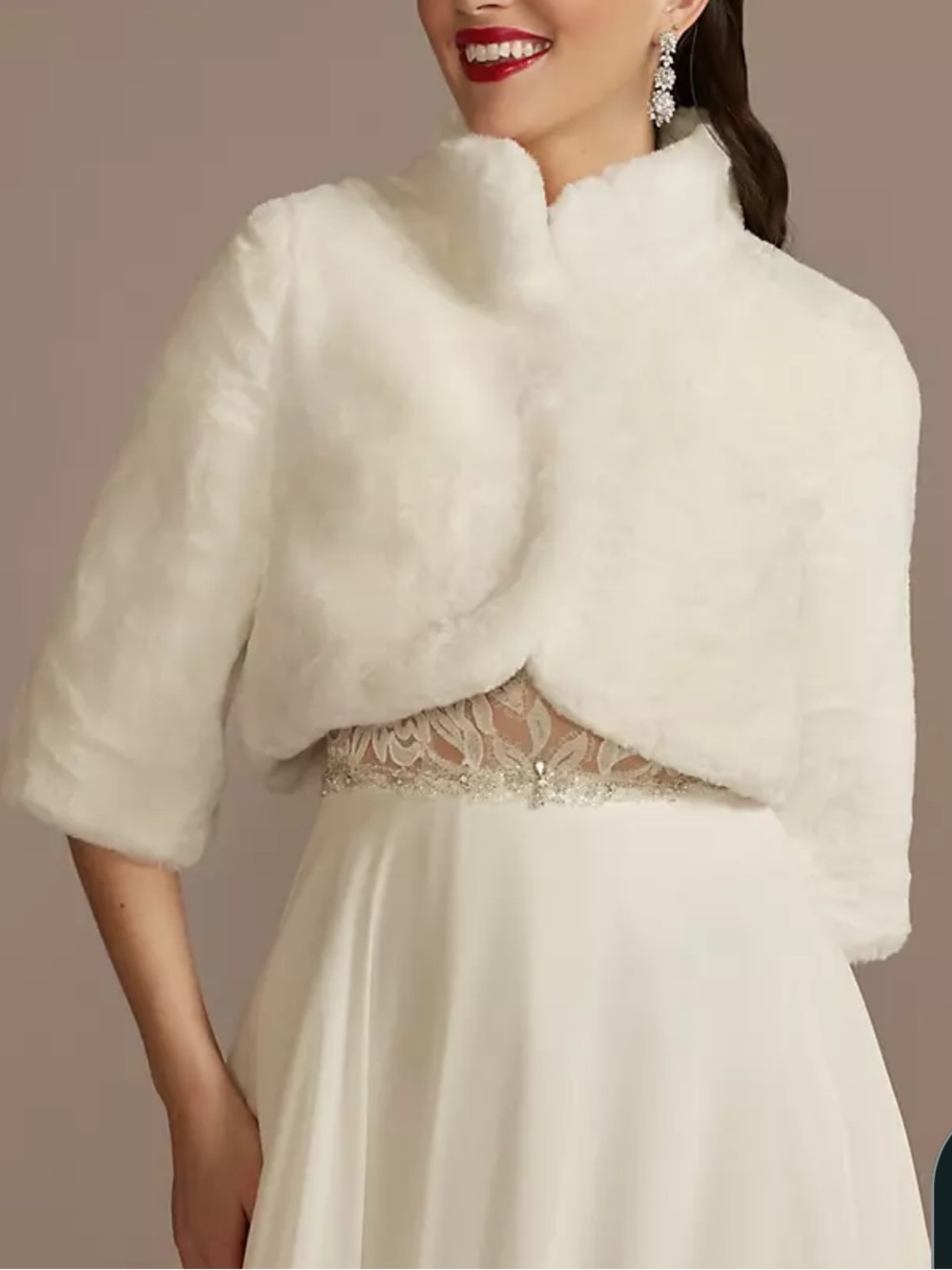 Ivory Faux Fur Bridal Jacket